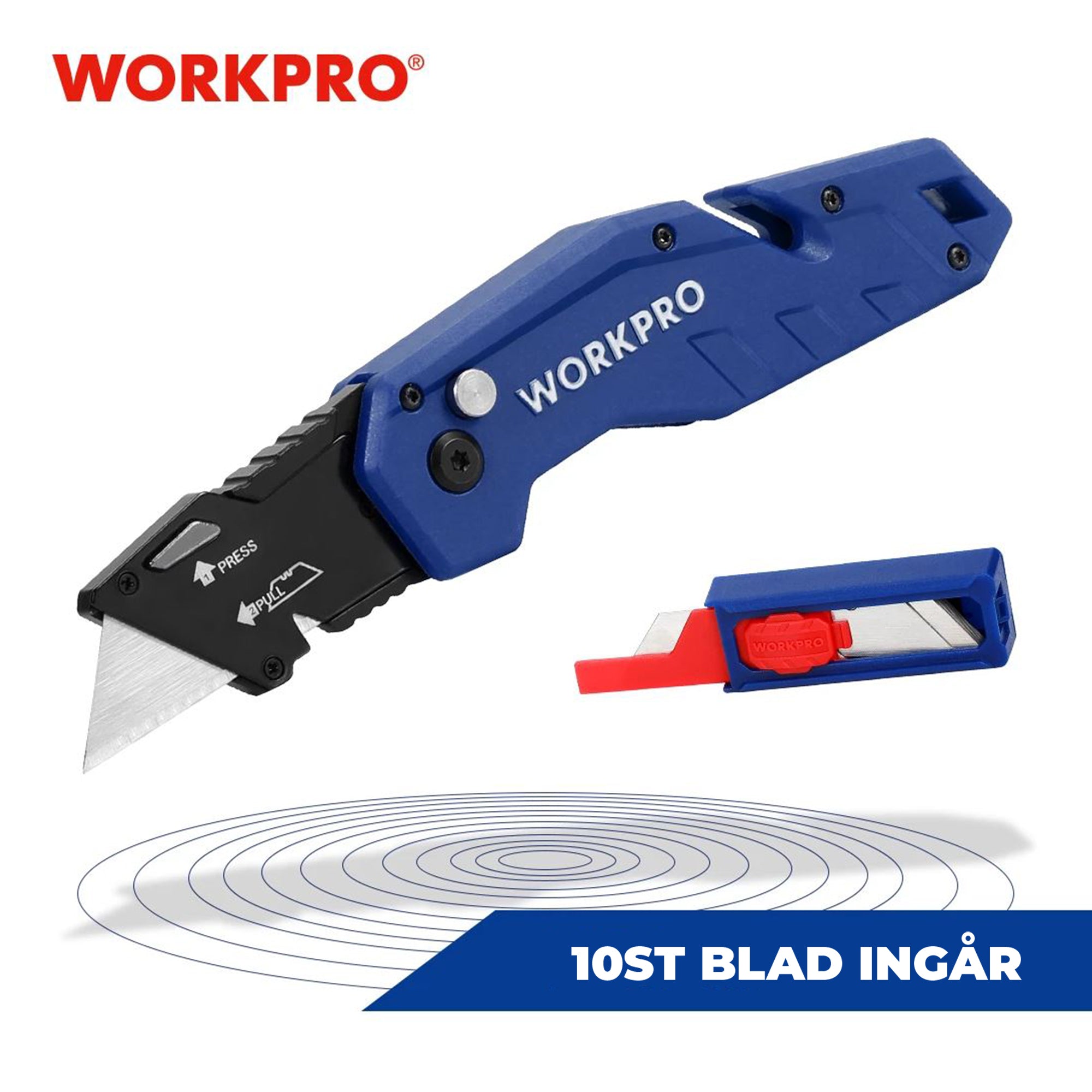 Fällbar Universalkniv WORKPRO (10st blad ingår) - Remlagret.se